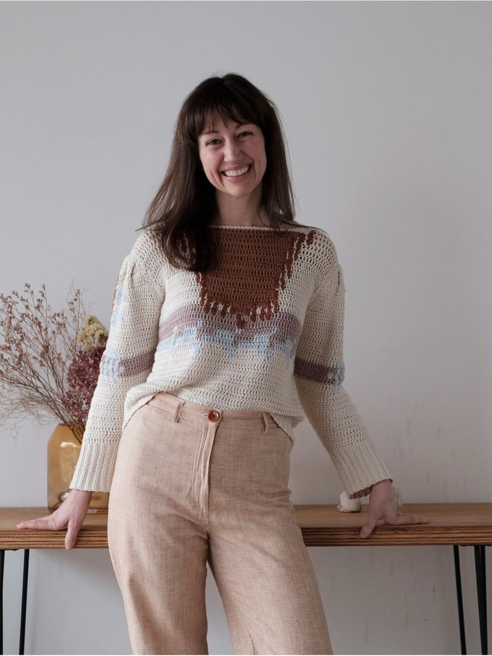 Sessùn Douly Crop Trui Knit Boat Neck Sweater Size S